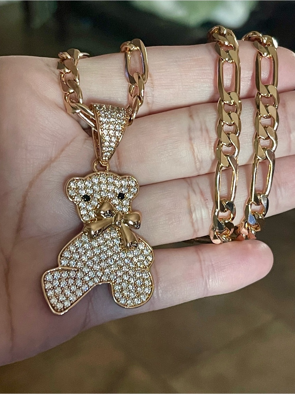 Rose Gold Teddy Pendant Necklace